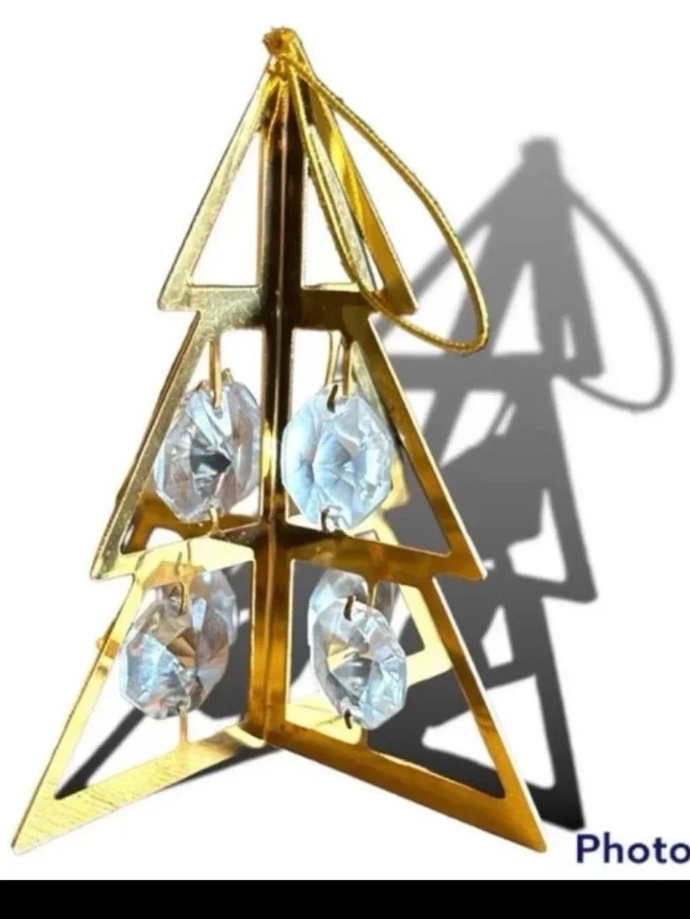 Vintage 24K Gold Plated Austrian Crystal Christmas Ornament - Set of 5